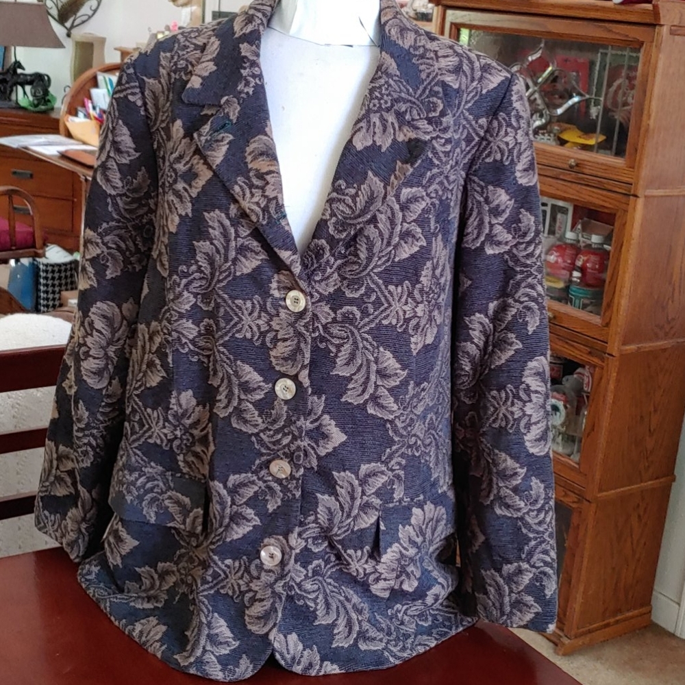Denim & Co plus size 1x green tan woven coat